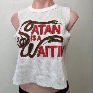 Indera Satan Is A Waitin Snake Graphic Thermal Crop Tank Top Large